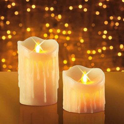 2er Set JML LED Echtwachskerzen - Kerzen flackern im Luftzug