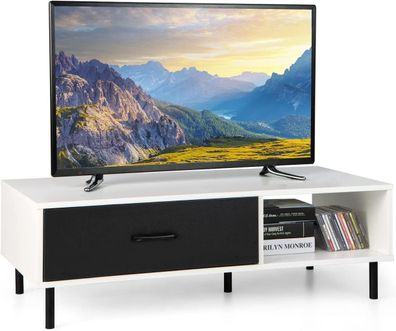 Fernsehschrank für TVs bis zu 50", TV Lowboard mit Schublade & Regal, TV Schrank