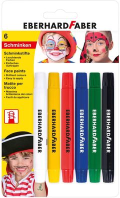 Eberhard Faber 579107 - Schminkstifte-Set mit 6 Farben, drehbar, mit Stiftkappe, ...