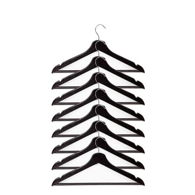 Holz Kleiderbügel drehbar Hosenbügel mit Hosenstange Schlaufenkerben schwarz