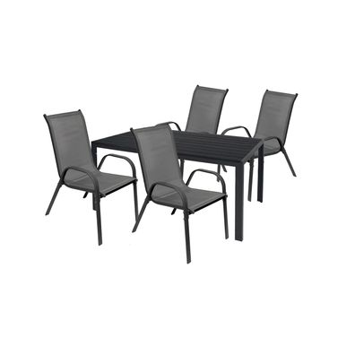5tlg Garnitur Gartenmöbel Sitzgruppe Essgruppe Tisch Stuhl 160x90cm Stapelstühle