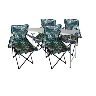 5-tlg. Camouflage Campingmöbel Set, Tisch mit Tragegriff und Stühle mit Tasche
