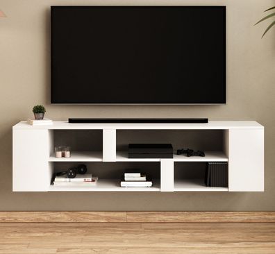 Lowboard weiß Fernseher Unterschrank hängend Flat TV Board 155 cm Clarity