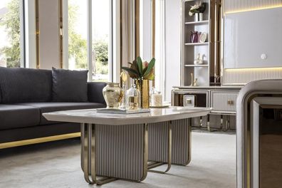Couchtisch Weiß Metall Luxus Design Couch Tisch Möbel Wohnzimmer Elegantes Neu