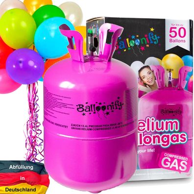 Ballongas + Luftballons + Zubehör - Heliumflasche Heliumgas Helium Flasche Party Deko