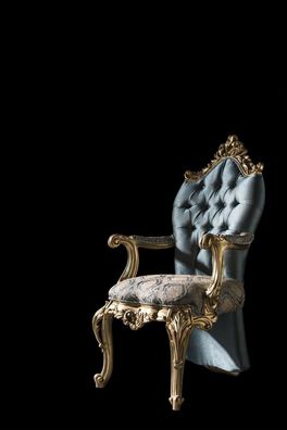 Stuhl Blau Elegantes Modern Stühle Holz Schön Stoff Design Luxus Metall Neu