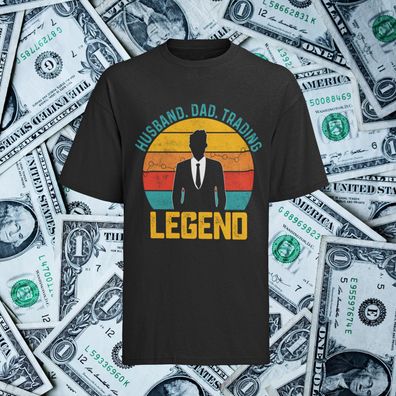 T-Shirt für Aktien & Investment Fans - Retro Husband. Dad. Traiding. Legend