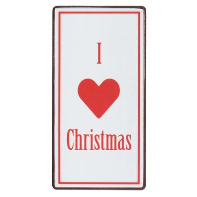 IB Laursen Magnet "'I love Christmas" Metall Weihnachten Herz rot weiß Blech