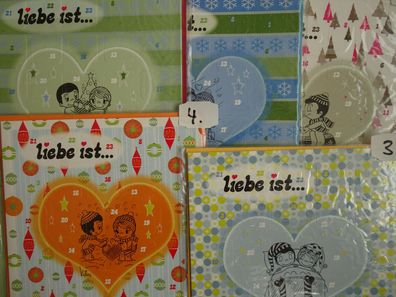 Liebe ist Weihnachten Kim Korsch Verlag alte Adventskalenderkarte & Kuvert 17x17cm