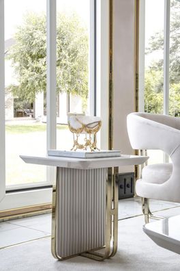 Beistelltisch Weiß Wohnzimmer Metall Glas Neu Modern Design Möbel Luxus Neu