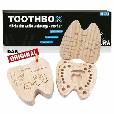 Toothbox Milchzahndose Holz Zahndose Mädchen Jungen Baby Zahnbox Erinnerungsbox