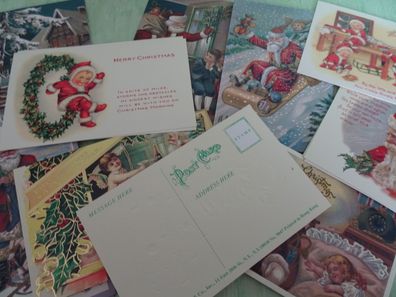 C) 1980-2000 geprägte Shackman Postkarten AK Weihnachtsmann Tiere Kinder Engel....