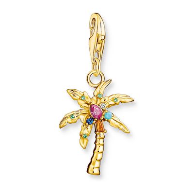 Thomas Sabo Schmuck Charm-Anhänger Bunte Palme Goldfarben 1934-488-7