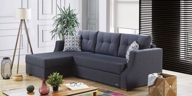 Sofa Designer Sofa mit Bettfunktion Bettkasten Schlafsofa Ecksofa Couch L-Form