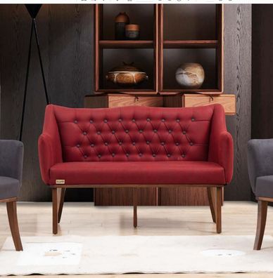 Küchen Sitzbank Chesterfield Klassische Möbel Sofa Couch Zweisitzer Hotel Rot