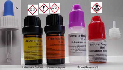 Substanzen Test Kit - 3 Teilig : Fröhde, Liebermann und Simon´s Reagenz