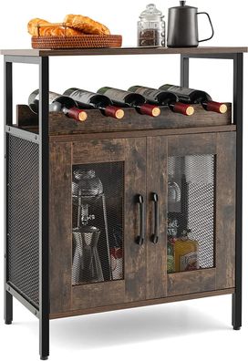 Vintage Weinschrank mit abnehmbarem Weinregal und integrierten Glashaltern, Kommode