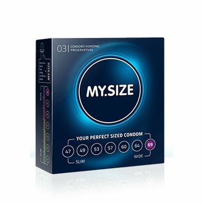 My. Size 69 mm XXL Kondome 3 Stück, Vegan, optimale Passform für Größere Stücke