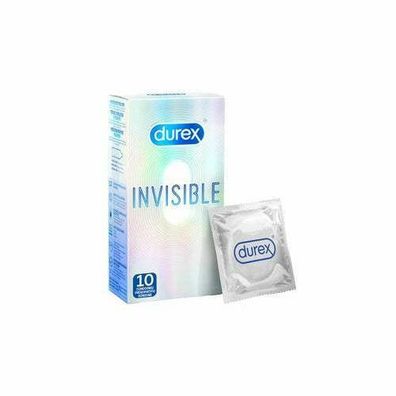 Durex Invisible 10 Stück Kondome Verhütungsmittel, Extra Gefühlsecht Transparent
