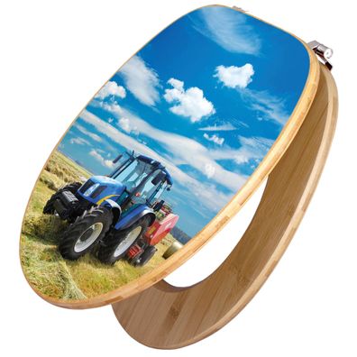 banjado® WC-Sitz Bambus braun mit Motiv Motiv Traktor