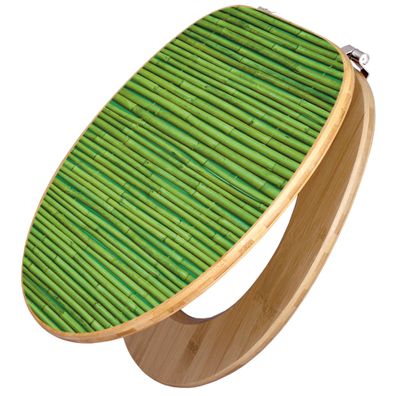banjado® WC-Sitz Bambus braun mit Motiv Motiv Bambus Grün