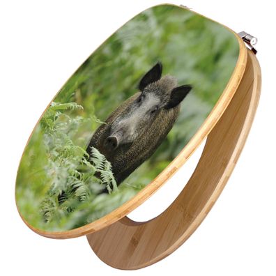 banjado® WC-Sitz Bambus braun mit Motiv Motiv Wildschwein