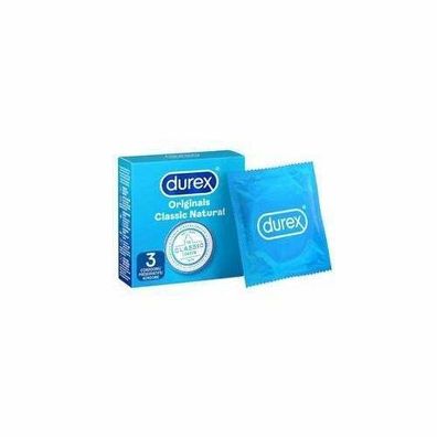 Durex Originals Classic 3 Kondome, Klassische Latex Kondome, Verhütungsmittel