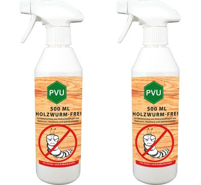 PVU 2x500ml Holzwurmfrei Holzwurmtod spray Mittel Schutz gegen Holzwürmer Hausbock