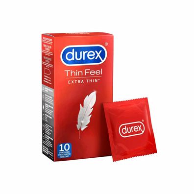 Durex Thin Feel 10 Stück Dünne Kondome für mehr Gefühl, 20% dünneres Material