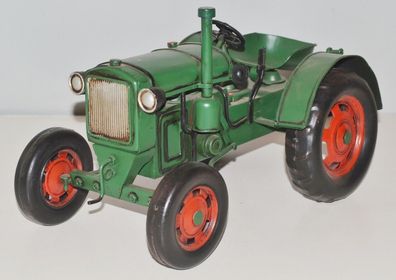 Blechtraktor Nostalgie Modellauto Oldtimer Marke Deutz Traktor aus Blech L 28 cm