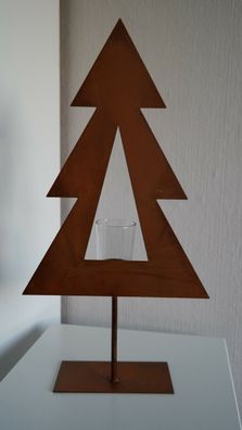 Windlicht Tanne Baum Rost 47 cm Teelichthalter Weihnachtsdeko braun groß