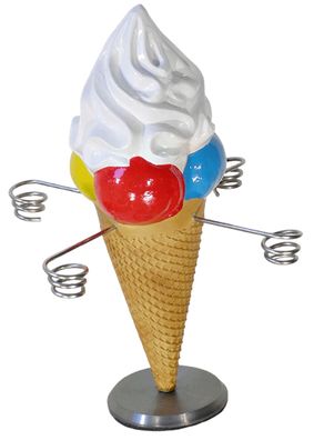 Deko Figur Eistüte drehbar Figur für Eisdiele Höhe 37 cm mit 4 Eishalterungen