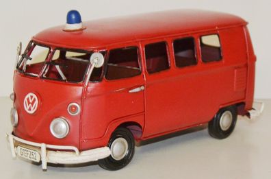 Blechauto Nostalgie Modellauto Oldtimer Marke VW Bus T1/ T2 Feuerwehr L 27 cm