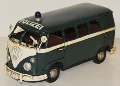 Blechauto Nostalgie Modellauto Oldtimer Marke VW Bus T1/ T2 Polizei L 27 cm