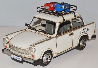 Blechauto Nostalgie Modellauto Oldtimer Trabant Trabi mit Dachgepäck L 28 cm