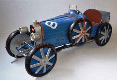 Blechauto Nostalgie Modellauto Oldtimer Automarke Bugatti Type 35C Blau L 120 cm