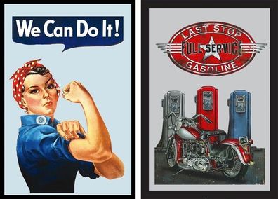 Set: 2 Spiegelbilder American Legend "We Can Do It!" 20x30 cm Vintage Bilder