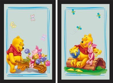Set: 2 Spiegelbilder Winnie Pooh Kinderzimmer Deko 20x30 cm Hinterglasdruck