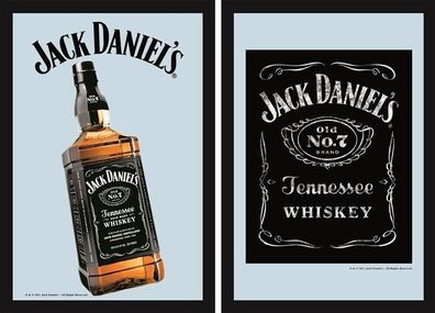 Set: 2 Spiegelbilder Jack Daniel´s Whisky Flasche 20x30 cm Hinterglasdruck