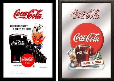 Set: 2 Spiegelbilder Coca-Cola Retro Vintage Have a Coke Cola Glas 20x30 cm