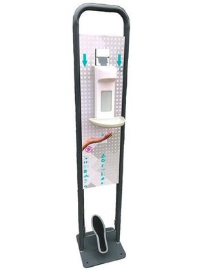 Kontaktlose Hygienestation / Desinfektionssäule 500ml, Fußpedal inkl. Leerflasche