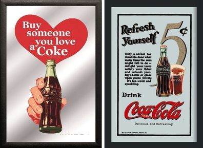 2 Spiegelbilder Coca-Cola Flasche Vintage Buy someone you love a Coke 20x30 cm