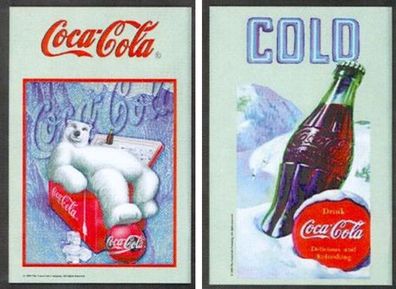Set: 2 Spiegelbilder Coca-Cola Flasche Vintage Eisbär in Gefrierbox 20x30 cm