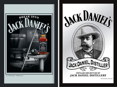 Set: 2 Spiegelbilder Jack Daniel´s Whisky Flasche Billard 20x30 cm Wandbilder