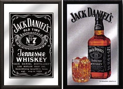 2 Spiegelbilder Jack Daniel´s Whisky Flasche Glas Emblem 20x30 cm Wandbilder