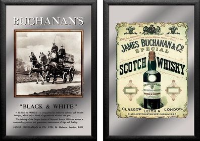 2 Spiegelbilder Buchanan´s Whisky Flasche Kutsche Vintage Nostalgie 20x30 cm