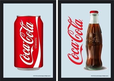 Set: 2 Spiegelbilder Coca Cola Retro Dose & Flasche 20x30 cm Vintage Bilder