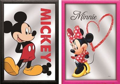 Set: 2 Spiegelbilder Mickey & Minnie Mouse 20x30 cm Kinderzimmer Deko Wandbilder
