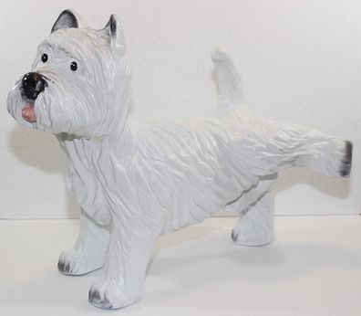 Deko Figur Tierfigur Hund West Highland White Terrier pinkelnd H 39 cm Kunstharz