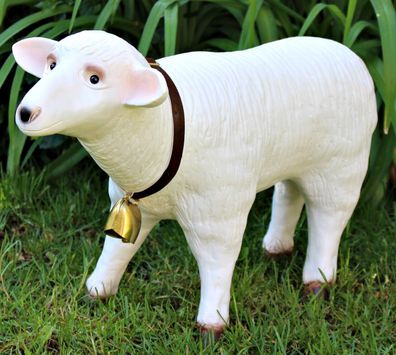 Deko Figur Gartenfigur Tierfigur weißes Schaf stehend aus Kunststoff Höhe 36 cm